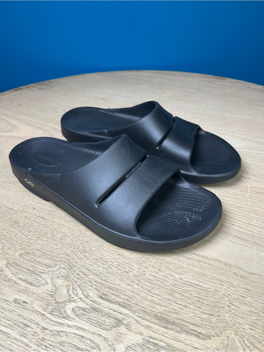 OOFOS Ooahh Sport Flex Slide Recovery Sandals Black Slip On Men’s Size 12